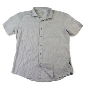 Kuhl Mens Tapered Fit Short Sleeve Button Down Shirt Gray Stripe XL Tapered Fit